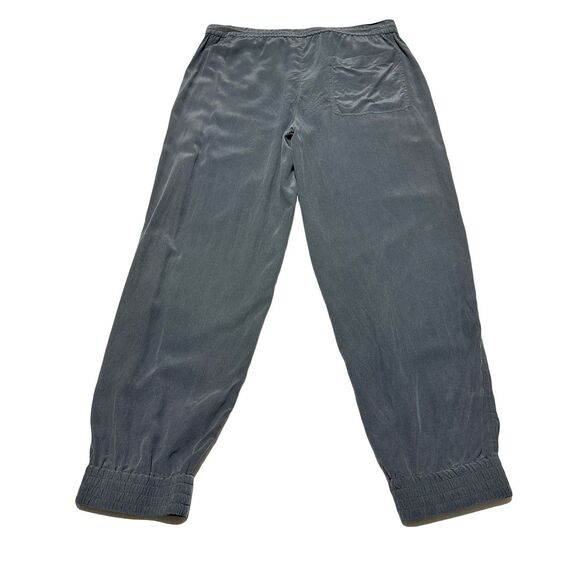 Theory Cortland 100% Silk Jogger Pants Womens Size 8 Washed Black Pull On - Picture 4 of 8